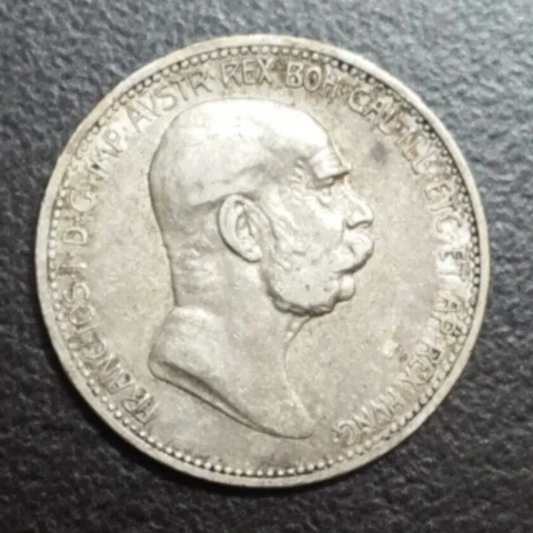 1908 Austria 1 Corona Silver Joseph I 60th Ann. Commemorative Xf Coin KM 2808 Cover
