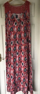 Mantaray Faithful & True Sleeveless Scoop Neck Maxi dress Geo Metric Size 22 - Picture 1 of 6