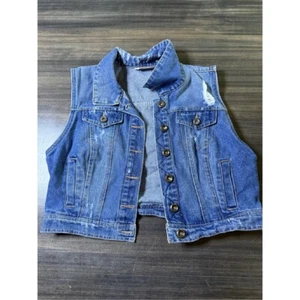 Highway Jeans Denim Vest Distressed Sleeveless Grunge Yellowstone Western Large - Picture 1 of 6