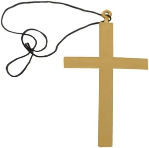 Collar de plástico dorado de 23 cm con cordón cruzado monja monje accesorio de disfraz de Halloween - Imagen 1 de 1