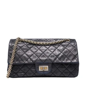 Chanel Black 2.55 flap gold chain medium shoulder bag - Picture 1 of 15
