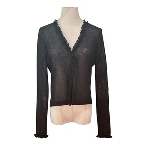 Vintage Y2K 90s Women Moda Int'l Black Button Up Top Size S/M Whimsigoth Whitchy - Picture 1 of 12