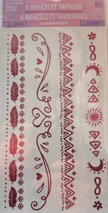 Amscan Temporary Tattoo Bracelet 1 x 7" ea Pink Sun Moon Feather Loot Bag Party - Picture 1 of 6