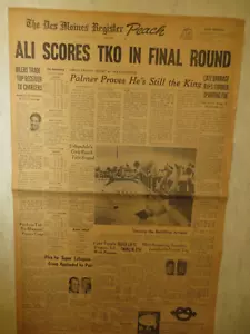 1971 ZEITUNG MUHAMMAD ALI TKO'S JIMMY ELLIS 12. RUNDE - 6 SEITEN - SCHÖN - Bild 1 von 8