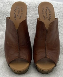 Kork Ease Danika Clogs Nieten Sandalen Holzabsatz Plateau Leder Boho 7M - Bild 1 von 10