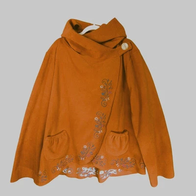 Greater Good Wrap Jacket Womens XXL Orange Fleece Hood New - Image 1 of 4