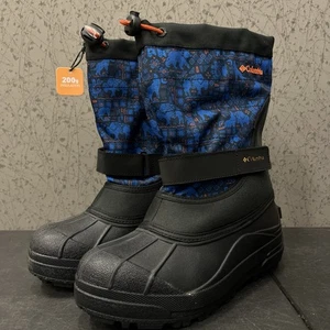 Columbia Youth Powderbug Plus II Print Snow Boots Size 4Y Black BY1327 021 New - Picture 1 of 5