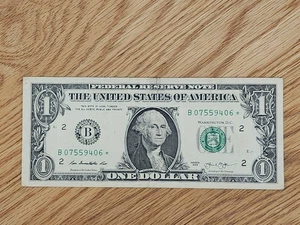 RARE-ERROR DC  2013 B Duplicate $1 Star Note Serial # B 07559406* - Picture 1 of 5