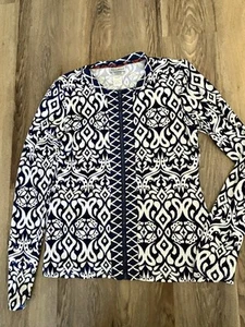 Tommy Bahama Women's Medium Black and White Full Zip Golf Tennis Shirt Jacket - Picture 1 of 8