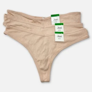 Jenni Women's NWT 3 Pack Bundle Panties Bikini SZ L Tan Thong - Picture 1 of 5