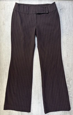 Pantalones de vestir Forever 21 marrón a rayas elásticos acampanados Y2K para mujer reales 29X30 Foto 1 de 4