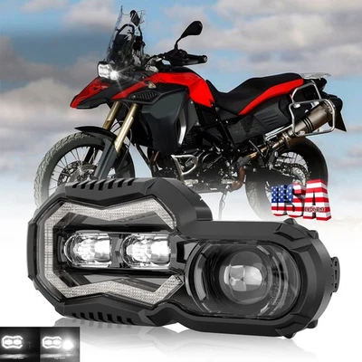For BMW 2014-2018 F800GS Adventure Motorcycle 130W LED Halo Headlight Hi-Lo Beam - Image 1 of 4
