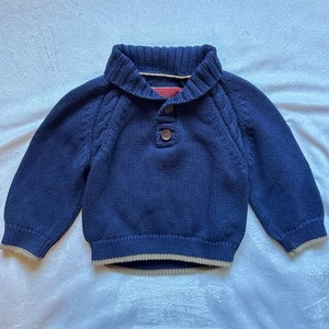 Jacadi Paris Baby Junge Pullover mit Schalkragen dunkelblau 12 Monate Baumwolle & Kaschmir - Bild 1 von 6