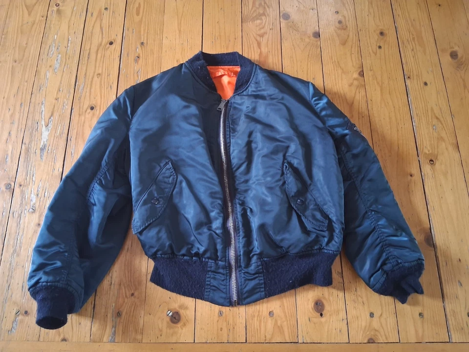VTG Alpha Industries MA-1 Flyers Blue Bomber Jacket Size Men’s XL Made USA - Image 1 of 4
