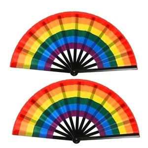 Rainbow Hand Fan,Rainbow Themed Party Decorations Pride Folding Hand Fan - Picture 1 of 8