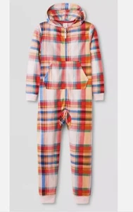 Cat & Jack Girl's Size: M- 8, Hooded Plaid Union Suit Pajama Set - Picture 1 of 2