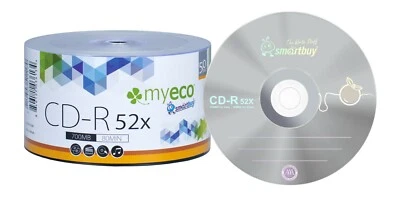 50 Pack MyEco CD-R CDR 52X 700MB 80Min Economy Logo Blank Recordable Media Disc - Image 1 of 3