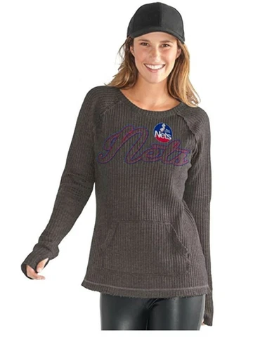 NBA New Jersey Nets Womens Off Season Pull Over Charcoal Grey GIII 4 Her Size XL Cover