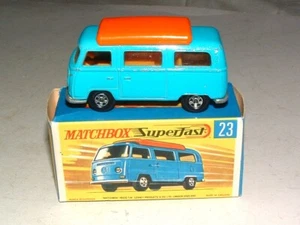 * 1960s MATCHBOX SUPERFAST # 23 BLUE VOLKSWAGEN CAMPER VAN ! - Picture 1 of 5