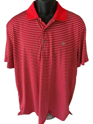 IZOD 高尔夫 Polo 衫男式 XL 红色黑色白色条纹标志短袖 — 第 1/4 张图片