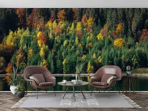 3D Kiefer Wald See Landschaft Tapete Wandgemälde Fototapete Wandaufkleber 28 - Bild 1 von 10