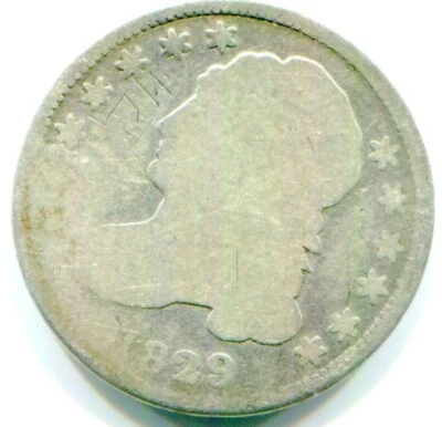 Серебряная монета номиналом 10 центов 1829 с изображением бюста!! - Изображение 1 из 2