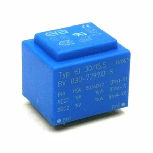 Trasformatore EI30 2VA primario 115V doppio secondario 9V Era BV030-7299.0 - Foto 1 di 3