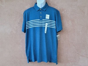 NEW Sonoma Blue Chest Striped Short Sleeve Tag-Free Polo Shirt XXL NWT - Imagen 1 de 6