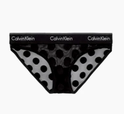 Auténtico Sexy Calzoncillo Hipster Calvin Klein Negro Malla Lunares - Talla Pequeña Foto 1 de 3