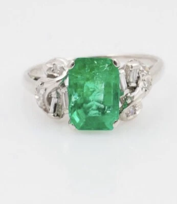 Platinum Ring- 1,37 ct Smaragd- Diamant - Bild 1 von 4