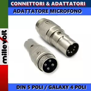 ADATTATORE CONNETTORE MICROFONO PRESA DIN 5 POLI A 4 POLI TONDO TIPO GALAXY - Bild 1 von 1