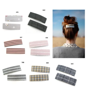 Large Fabric Covered Barrettes Bendy Hair Clips Snap Fashion Retro 90's Summer - Picture 1 of 213