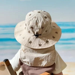 Kawaii Children Panama Cap Neck Protection Summer Fisherman Hat Kids - Picture 1 of 18
