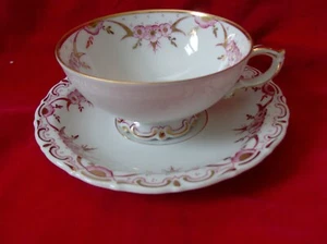 Vintage Bauer Kahla / Thur Tea Cup & Saucer Hand Painted Gold Edging - Picture 1 of 8