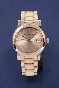 Orologio Donna Burberry Check Diamante Stampato Oro Rosa PVD BU9126 - Foto 1 di 6