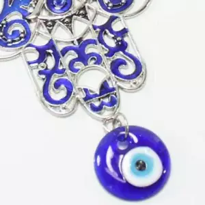 Turkish Blue Evil Eye 3" Hamsa Hand Amulet Wall Hanging Protection Decor - Picture 1 of 7