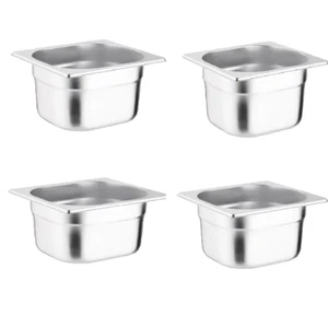 PACK DE 4 sartenes Gastronorm de acero inoxidable CateringBase Ltd, tamaño 1/6 100 mm de profundidad - Imagen 1 de 1