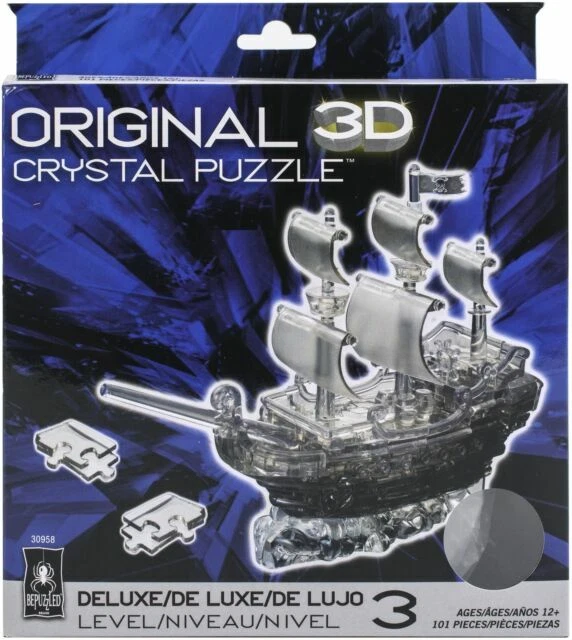 Be Puzzled 30958 Crystal 3D Pirate Ship Puzzle - Black