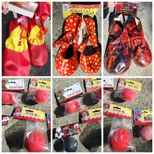 Clown Shoes And Nose Funny Scarry Prank Costume Accessory - Picture 1 of 9