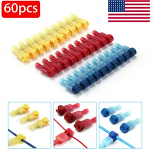 60PCS T-Tap Giunzione Filo Connettore Vanga Isolata Kit Morsetti Elettrici a Crimpare - Foto 1 di 11