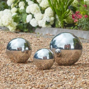 Gazing Balls Garden Spheres Mirror Pond Decoration Home Polished Steel Ornament - Picture 1 of 30