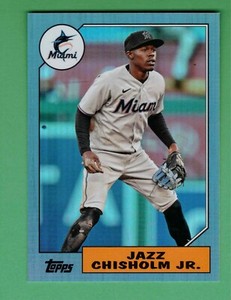 2022 TOPPS JAZZ CHISHOLM JR. BLUE FOIL PARALLEL 1987 DESIGN 23/25 MARLINS