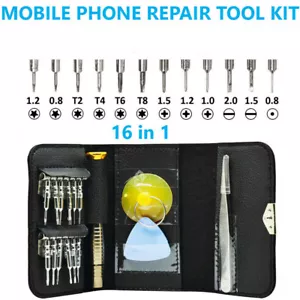 Set 16 in 1 Mobile Phone Repair Tool Kit Screwdriver For IPhone 5 6 7 8 X IPad - Picture 1 of 8