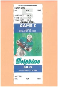Buffalo Bills  Miami Dolphins 1987 ticket stub Joe Carter photo Dan Marino Topps - Picture 1 of 2
