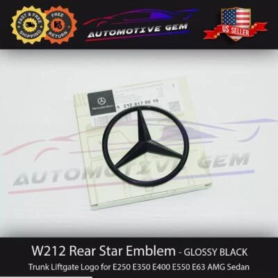 Gloss Black star badge for Mercedes E Class W212 Saloon Rear Boot OE A2128170016 - Image 1 of 2
