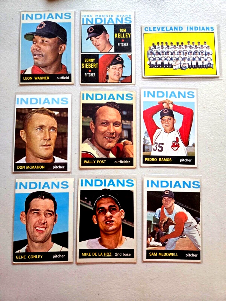 批量 9 件 1964 年 Topps 克利夫兰印第安人 复古 Sam McDowell、LEON WAGNER — 第 1/4 张图片