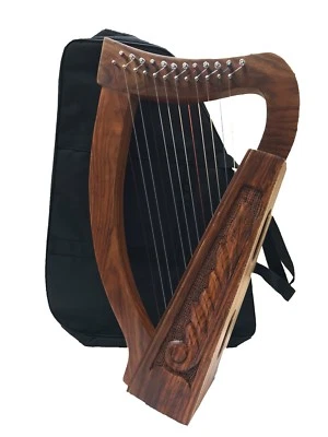 12 Strings Sheesham Wood Irish Harp, Carry bag & Tuning key - Image 1 of 2
