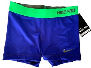 NEW! NIKE PRO [S] Women's 2.5'' Compression Yoga Shorts-Royal/Green 519240-486 - Picture 1 of 3