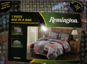 7 Piece Queen Comforter Sheet Set Reversible Bear Moose Elk Deer Remington