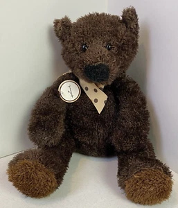 Hallmark dunkelbrauner Teddybär Plüschtier 13 Zoll hellbraun gepunktetes Band weich - Bild 1 von 6